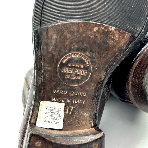 NWOB Montegranaro Area Forte Italy Brown Leather Studded Riding Boots EUR37 US 7 - Picture 13 of 15